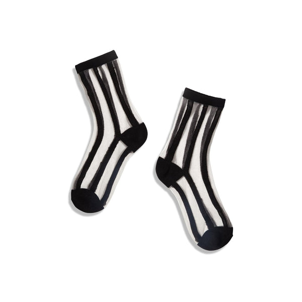 Sheer Socks in Black Lines