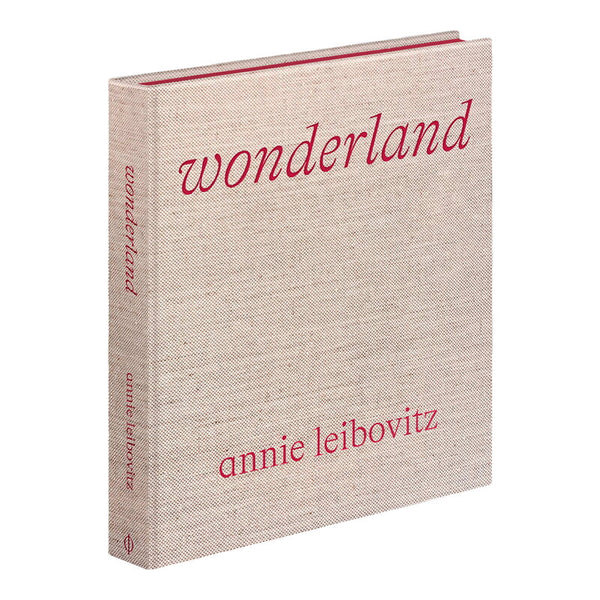 Book cover with red text that reads: "Annie Leibovitz: Wonderland."