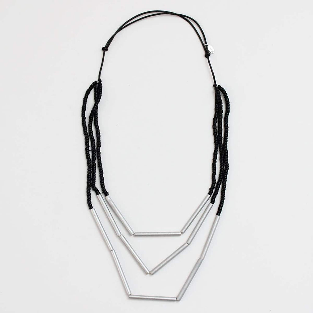 Thin Multi Strand Aria Necklace Silver
