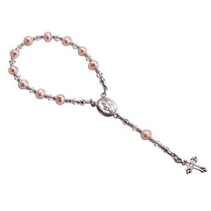 Sterling Silver Baby Rosary - Pink