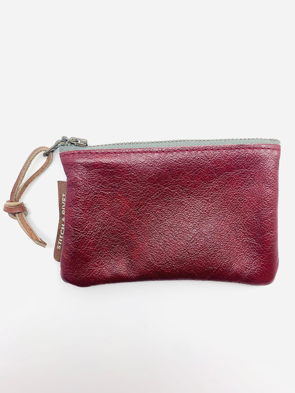 Leather Coin Pouch Red