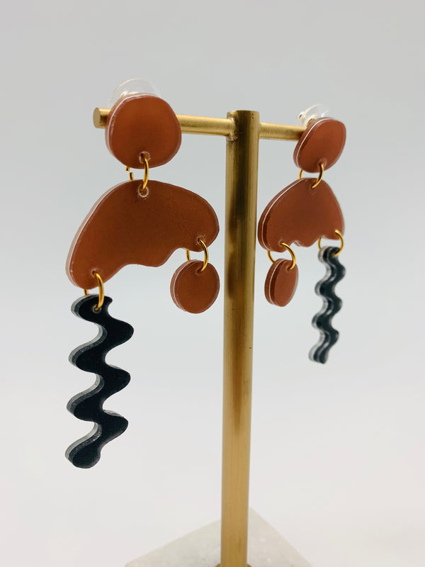 Nude Squiggle Statement Earrings