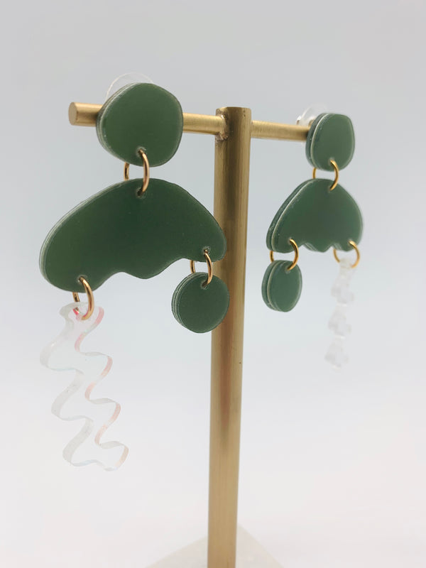 Moss Squiggle Statement Earrings