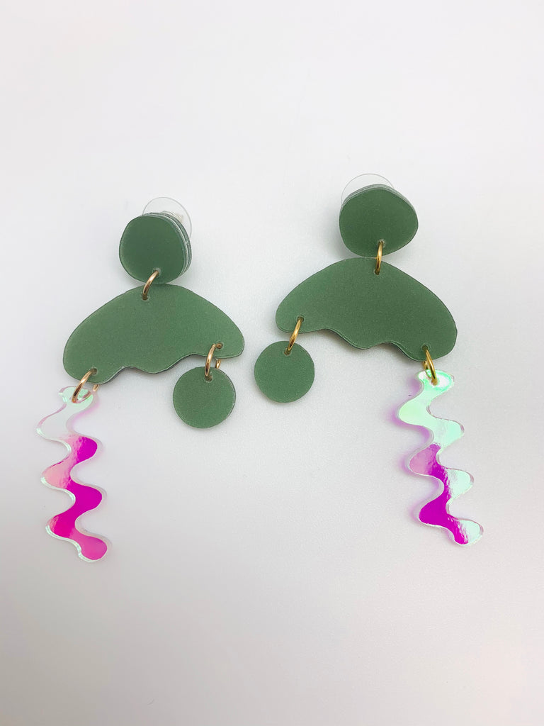Moss Squiggle Statement Earrings