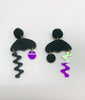 Black Squiggle Statement Earrings