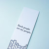 A white bookmark with an illustration of books on the bottom and the text "Book People Are My People" above it.