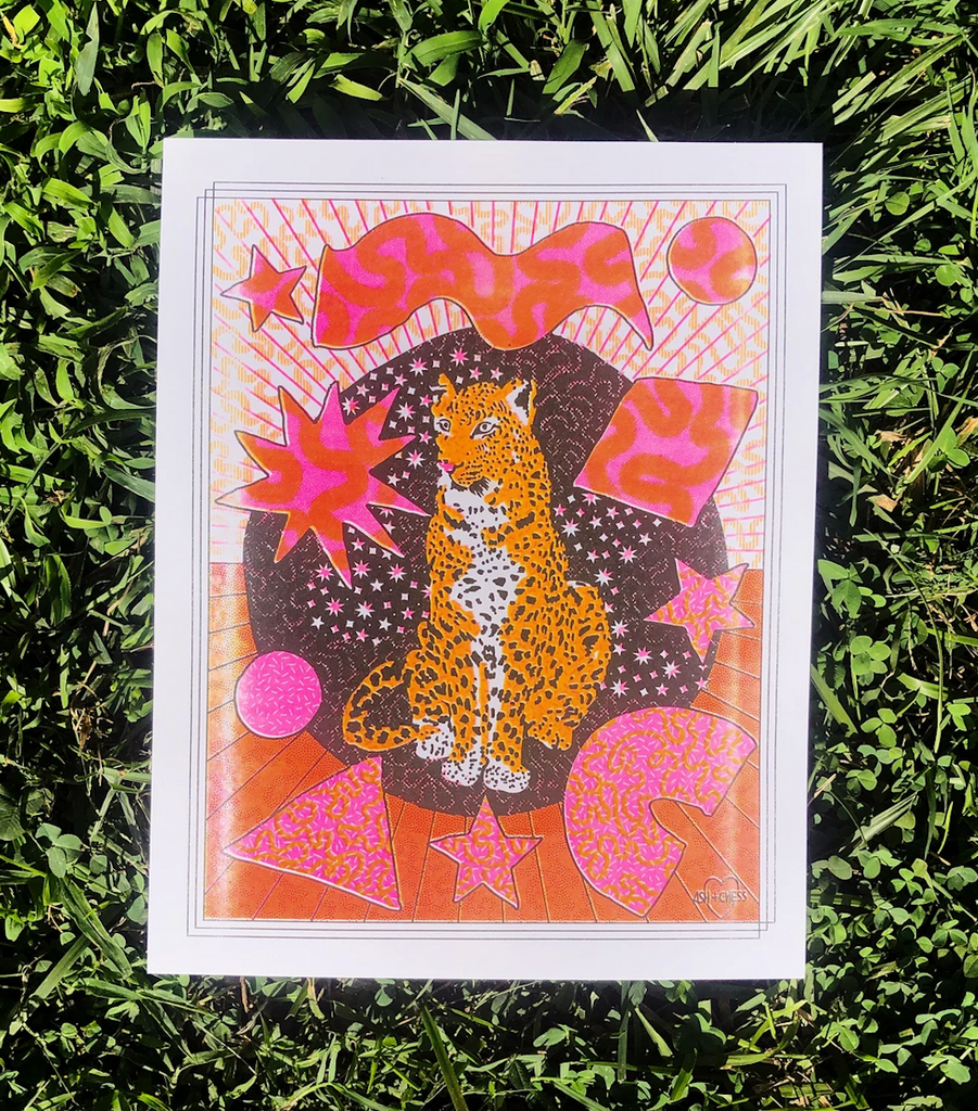 Cosmic Cat Risograph Print