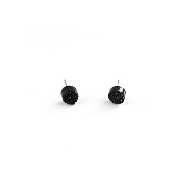 Black Druzy Earrings
