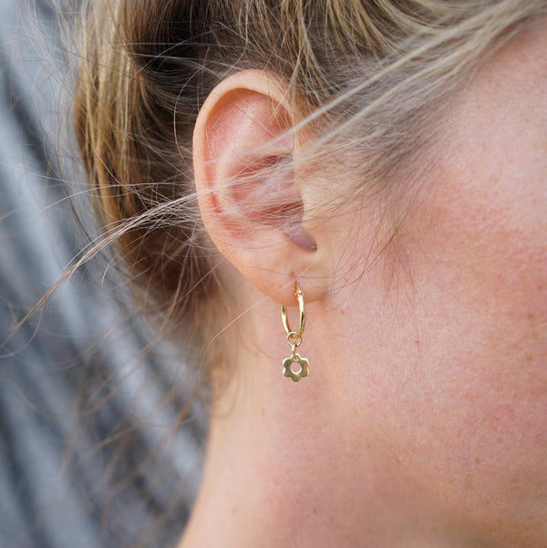 Gold Flower Kaia Hoop Earrings
